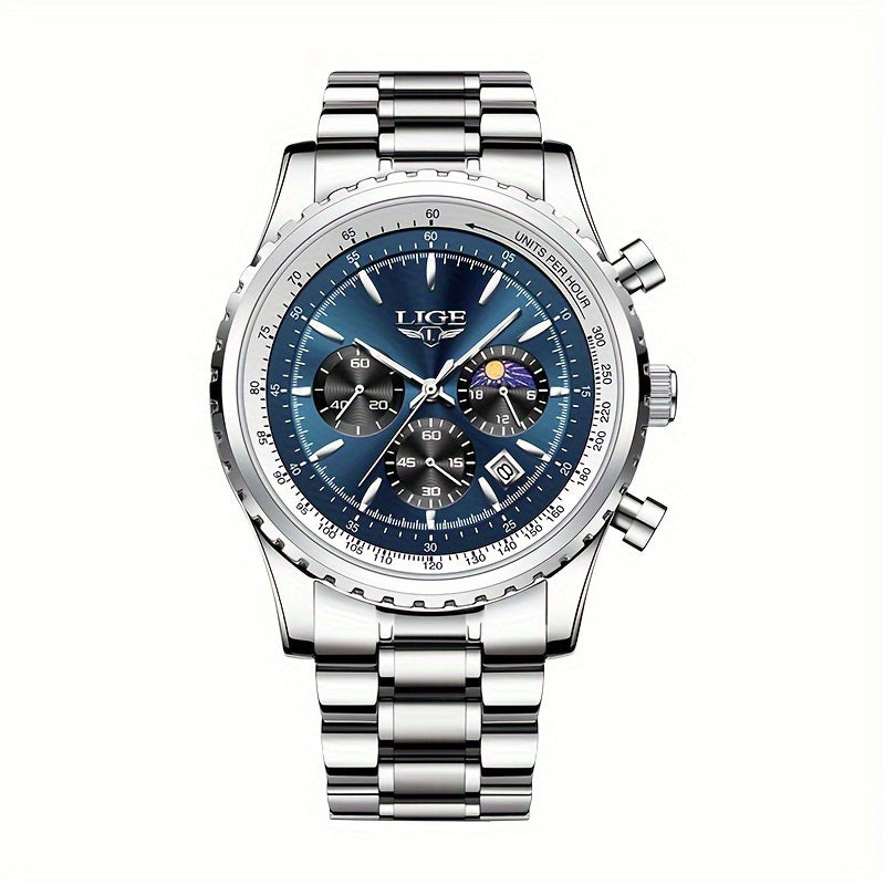 LIGE Top Brand Luxury New Quartz Watch for Women, Luminous Fashion Timepiece for Ladies, Date Chronograph Sports Wristwatch, Men'S Watch