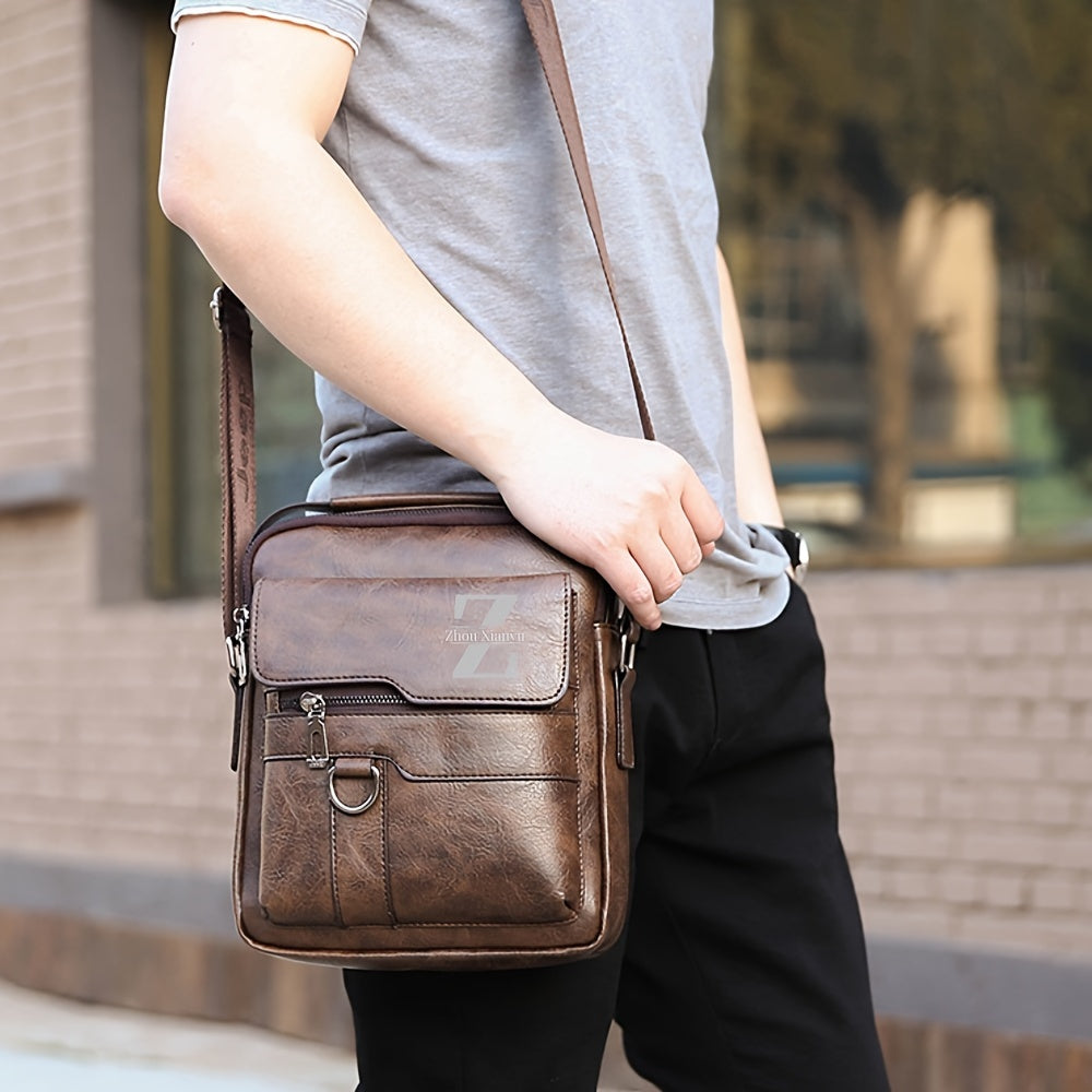 Personalized 26-Letter Men's Shoulder Bag DIY Casual Business Crossbody Vertical Handbag Christmas Father's Day Valentine's Day Thanksgiving Gift