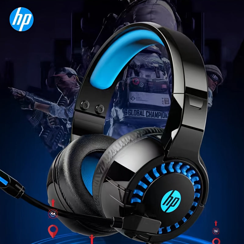 HP Headphone DHE-8011, Desktop Laptop All-In-One Can Be Used, 3.55Mm And Usb Interface, Wired Microphone Game Headset, Cool Light Effect, Noise Reduction, Stereo Sound Effect, Ear Cup Comfortable And Soft, High-End Fashion De