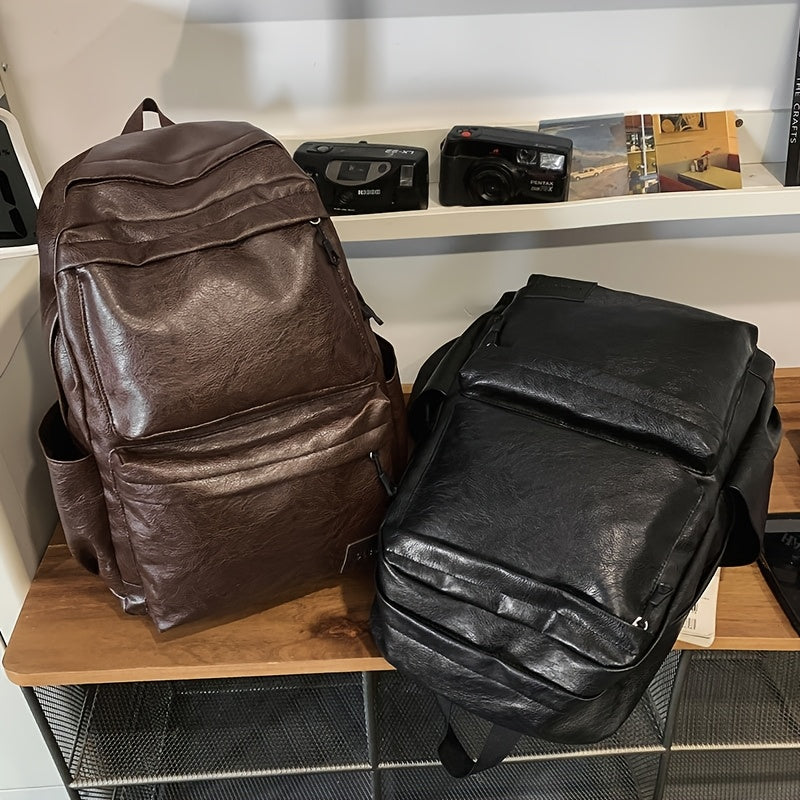 Men'S Casual Backpack, Simple Business Commuting Large Capacity Laptop Bag, Functional Outdoor Step Double Shoulder Bag, Travel Backpack.