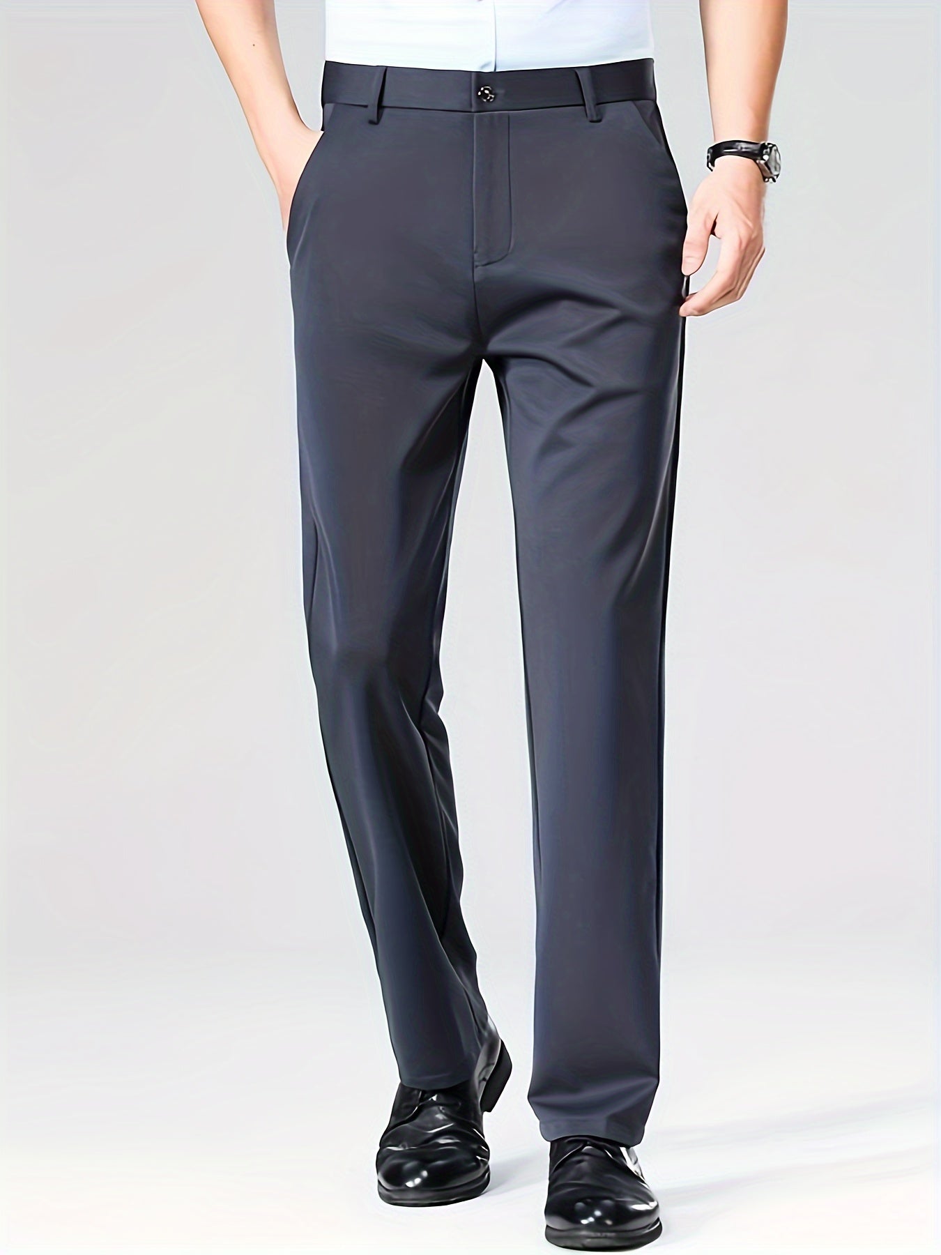 Men's Casual Straight Leg Pants, Chic Business Style Versatile Trousers for Daily Wear