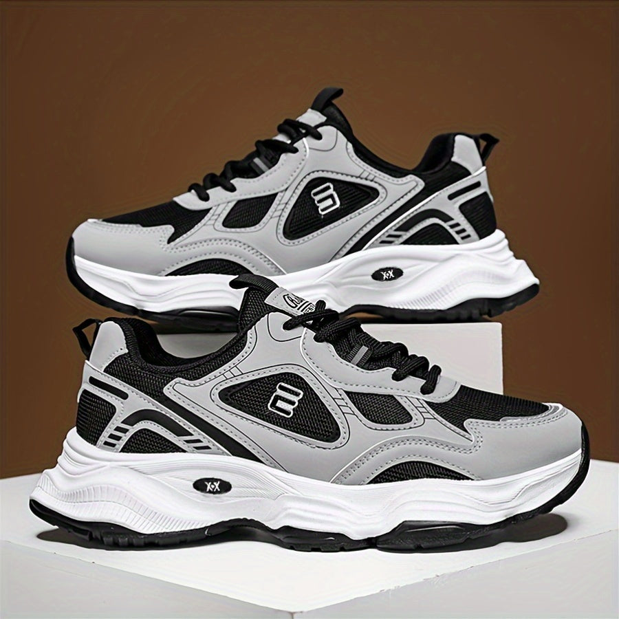 Men'S 2025 New Fashionable Low-Top Sneakers with Thick Sole - Non-Slip, Outdoor Casual Shoes for Teenagers and Young Adults, White and Golden Accents, All-Season Comfort, Casual Footwear | Modern Sneaker Design | Rubber Base