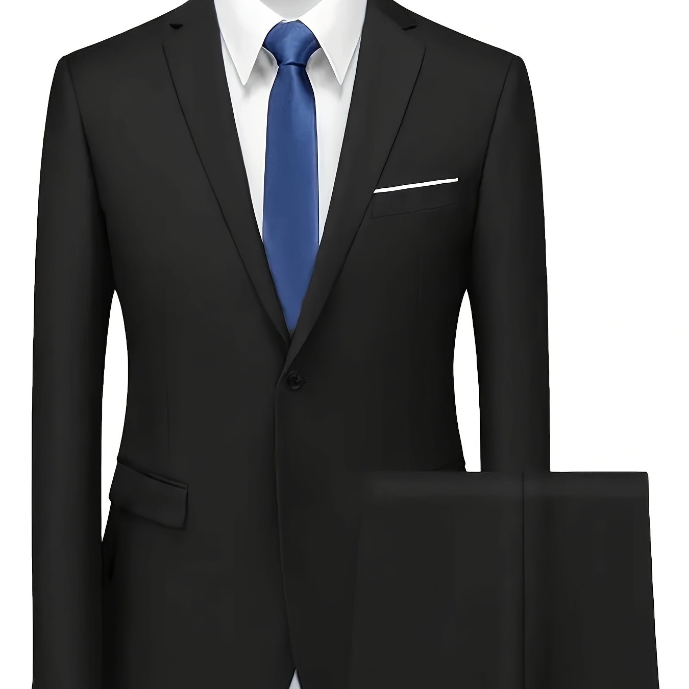 Men's Two-Piece Suit in Solid Color with Sealed Pockets, Regular Fit Suit Pants, Elegant and Classic, Suitable for Business and Wedding Parties