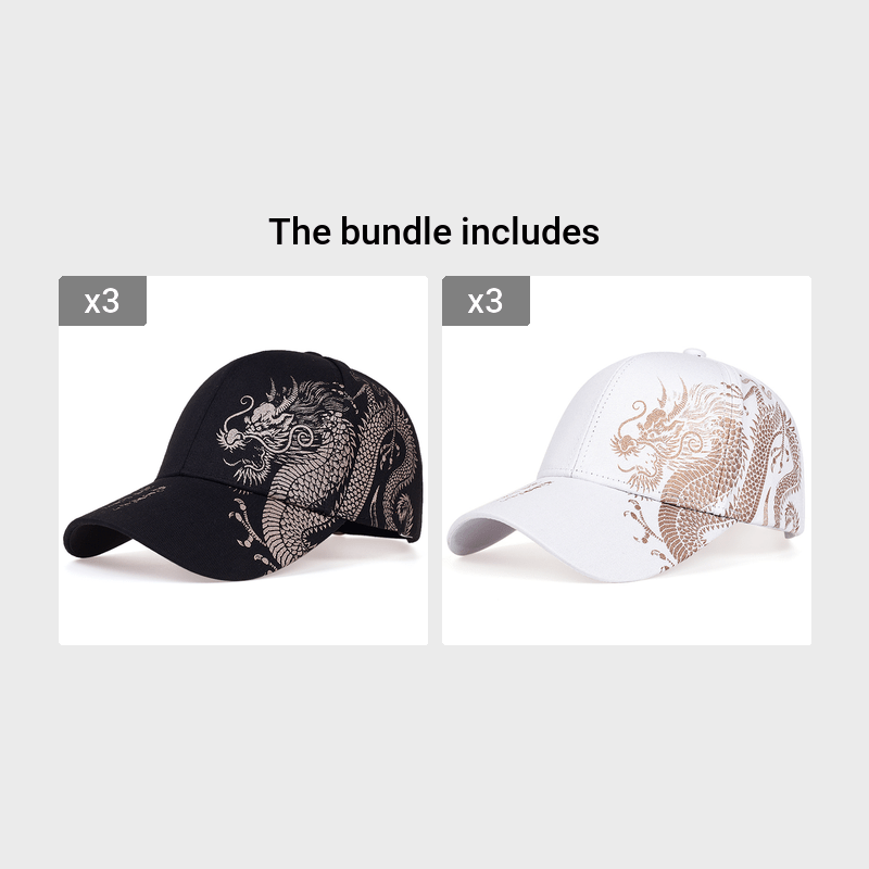 Men's Dragon Design Baseball Cap, 3 Colors Available