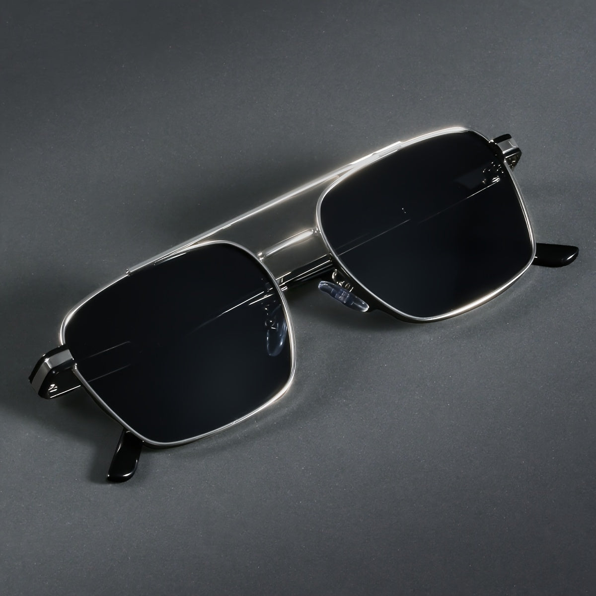 1pc Men'S Full-Rim Pilot Glasses - Stylish Black Frame with Chrome Accents, Polycarbonate Lenses, Perfect for Casual & Business Attire, Everyday Fashion Glasses | Pilot Style | Durable Glasses