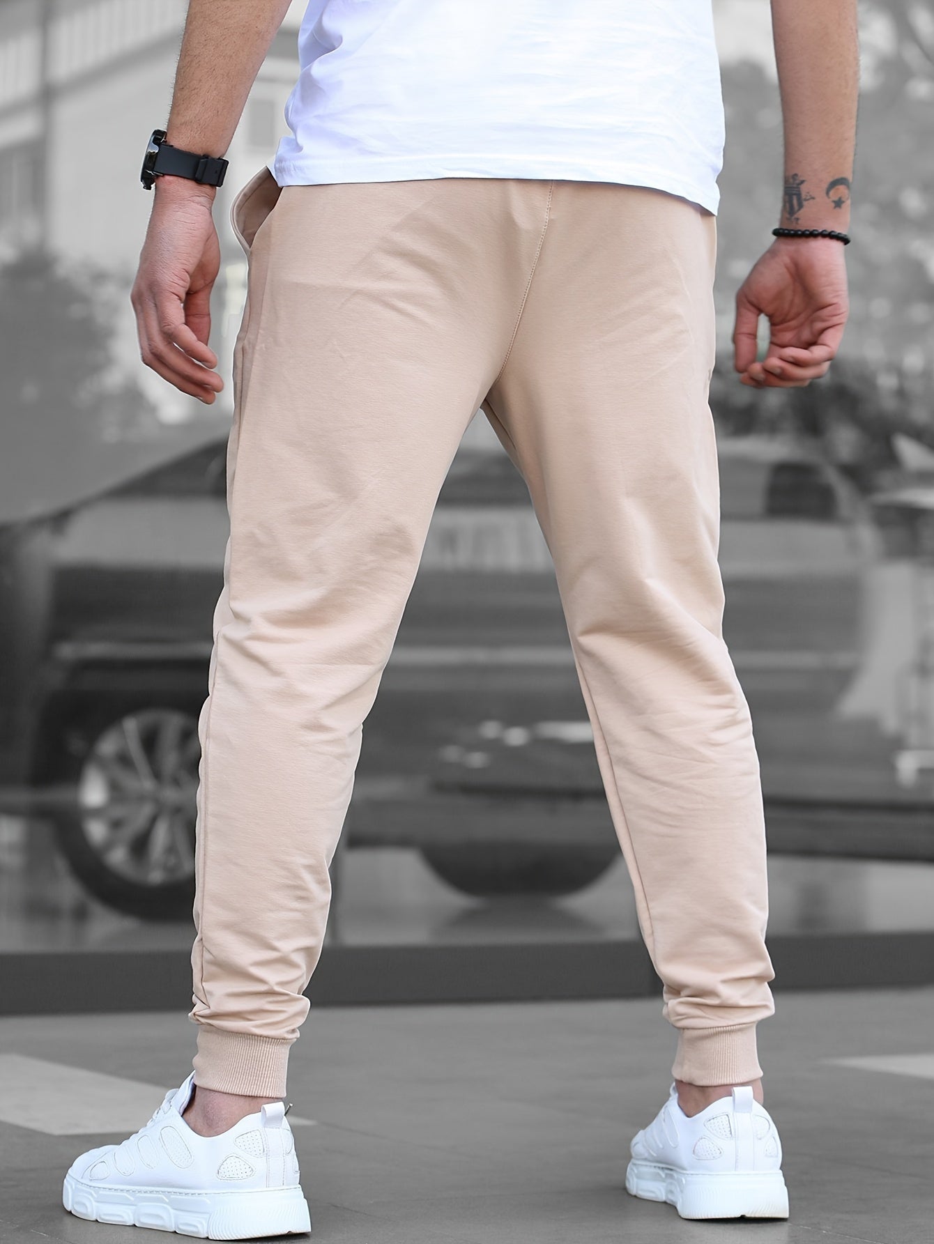 Men's Solid Color Jogger Sports Pants With Drawstrings, Casual Lightweight And Breathable Running Fitness Slim Pants Outdoor Trousers