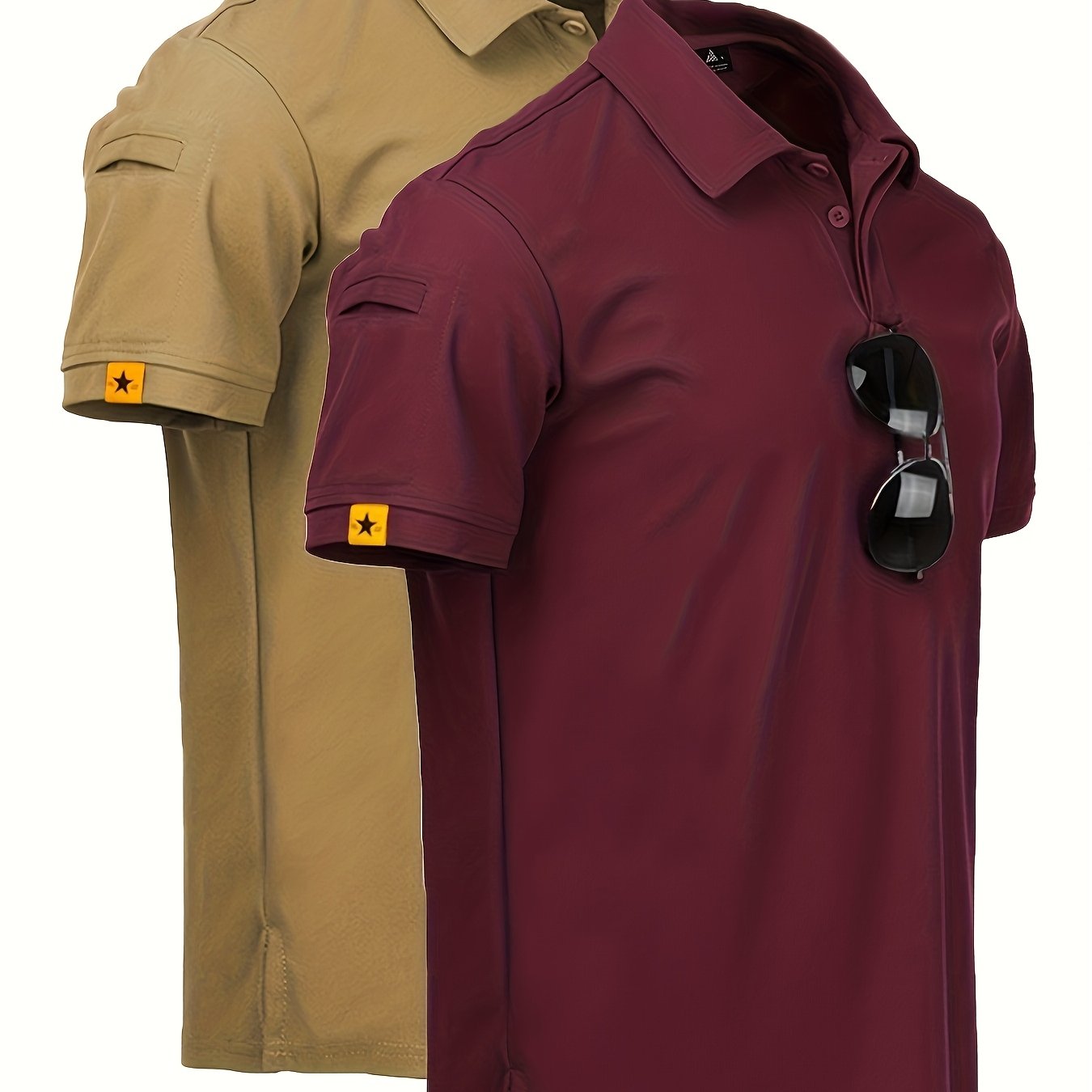 2pcs Men's Casual Shirts - Breathable, Stretch Fabric with Button Detail, Summer Wear, Men's Shirts