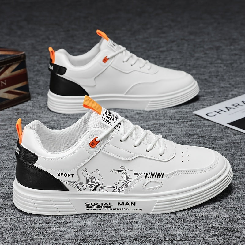 Everyday Comfort, Men's Fashionable Low-Top Skate Shoes - Comfortable, Non-Slip Casual Lace-Up Sneakers with Stylish "SPORT" Motif, Durable PU Upper & PVC Sole, Perfect for Everyday & Outdoor Activities
