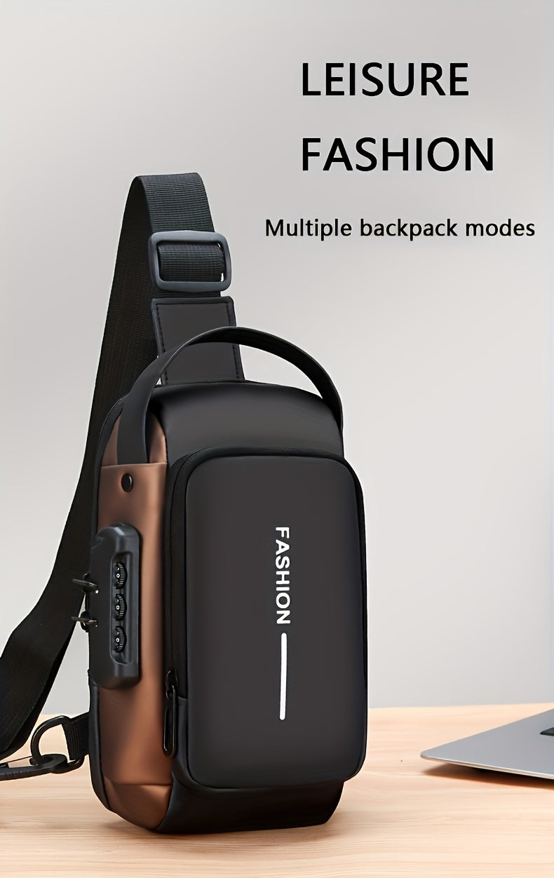 UNIXINU Men's Durable Oxford Fabric Anti-Theft Chest Bag - Sleek Casual Crossbody Sling Bag with Phone Pocket, Zipper Closure & Adjustable Strap for Motorcycle Riding, Commuting, Outdoor Sports, Bag for Bike, Travel Essential