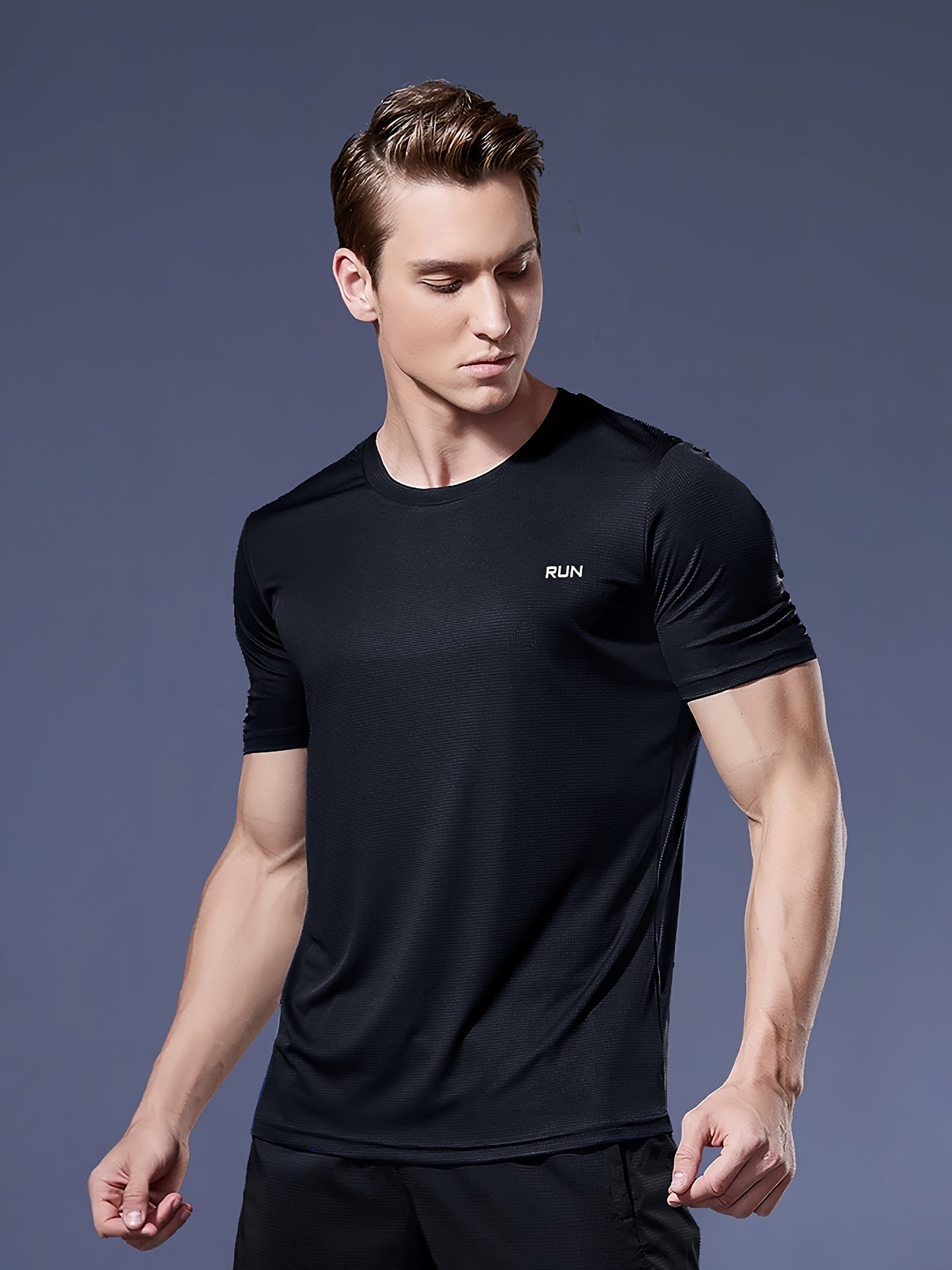 Men's Ultra-Thin T-Shirt with Round Neck, Lightweight and Breathable Performance Running Top for Gym Workouts