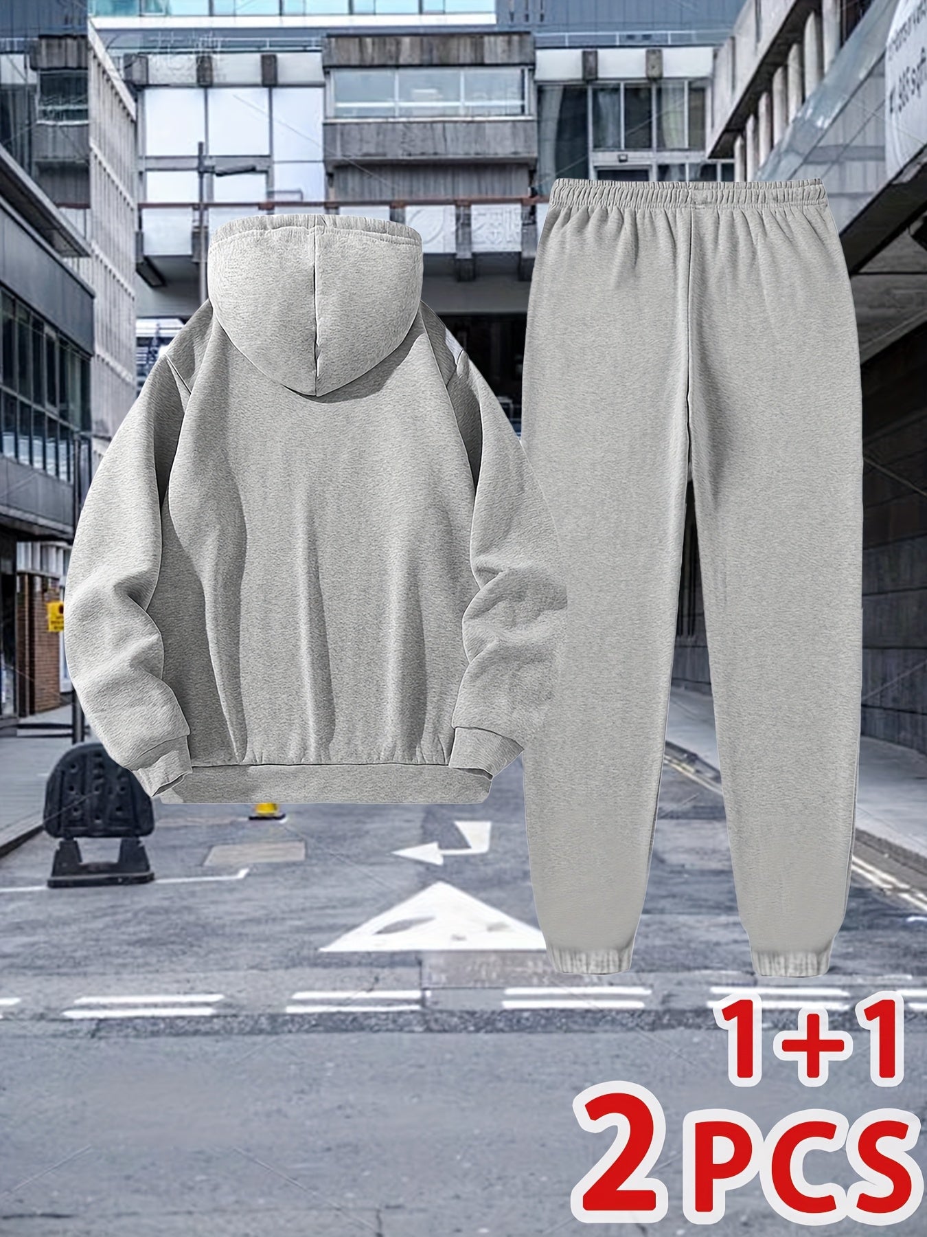 Men'S Autumn And Winter Two-Piece Suit, 1 Hooded Sweatshirt And 1 Pair of Casual Sweatpants, Loose Version, Comfortable to Wear, Very Suitable for Autumn And Winter Sports And Leisure Running Wear