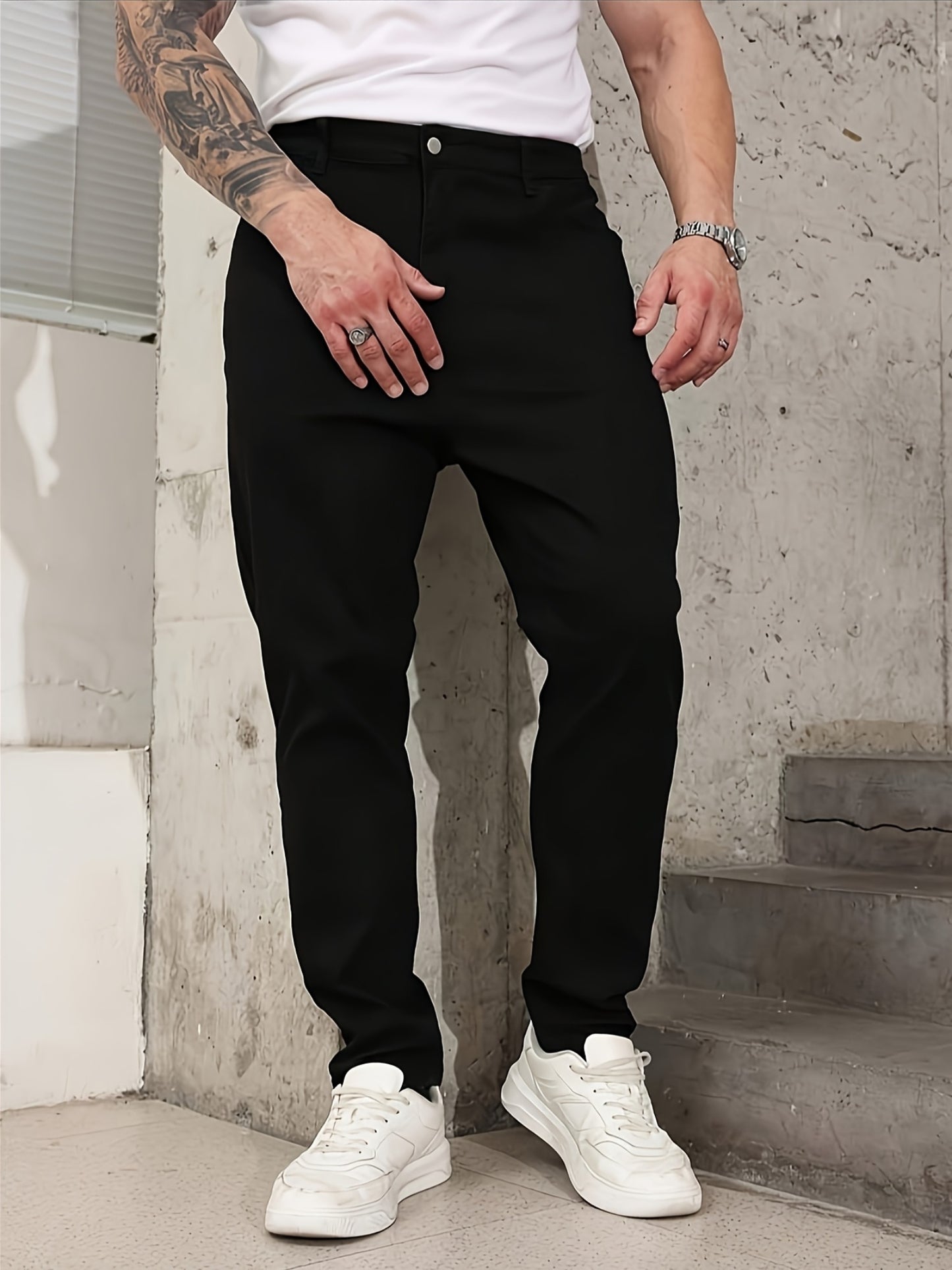 Gengyuan'S of Men'S Solid Color Stretchy Slim-Fit Jeans