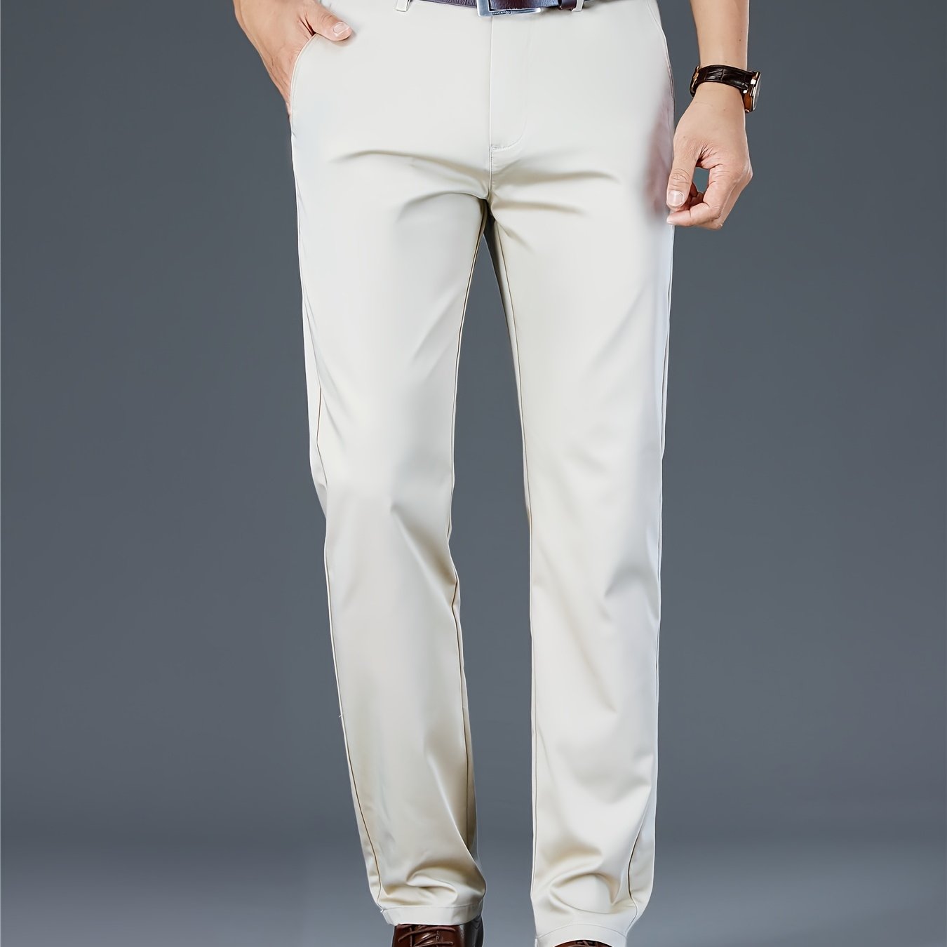 Four Seasons Men's New Casual Formal Pants Business Style Trendy Casual Long Pants Fashionable Versatile Men's Elastic Western Pants Comfortable Classic Design Casual Wear