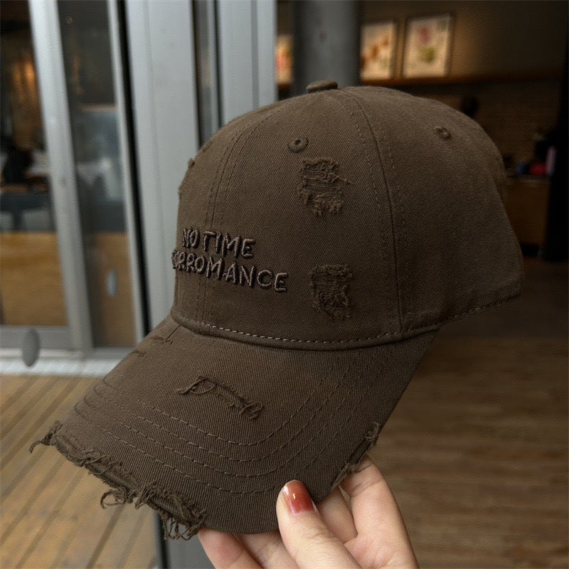 Women's Distressed Embroidered Baseball Cap - Adjustable Lightweight Sun Hat with Wide Brim for Outdoor Travel, Casual Outings & Daily Use, Machine Washable, Outdoor Headwear, Trendy Baseball Cap, Rustic Appeal, Summer Access