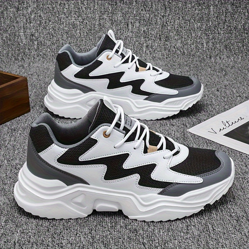 Men's Casual Sports Sneakers with Lace Closure, Breathable Mesh Upper, Solid Color, Low Top, Fabric Insole, EVA Sole, PU and Mesh Material, Ideal for Running, Exercise, Hiking, and Daily Wear