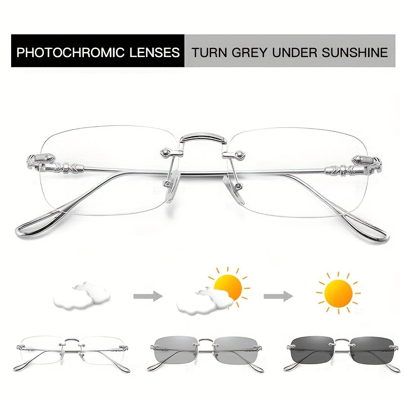 Retro zinc alloy frame, color-changing polarized lenses, will change color with light, fun glasses gift ideal choice, suitable for men, women on Valentine's Day, beautiful birthday gifts, not included accessories