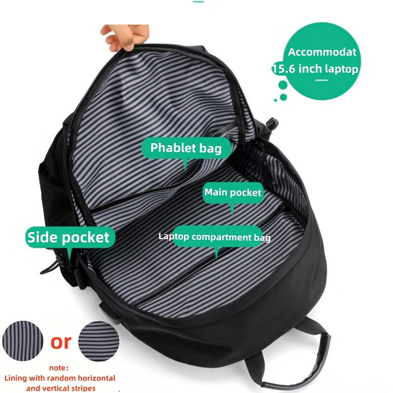 Men's Fashion Solid Color Simple Double Shoulder Backpack Lightweight Backpack Sports Travel Commuting Laptop Backpack Student Backpack