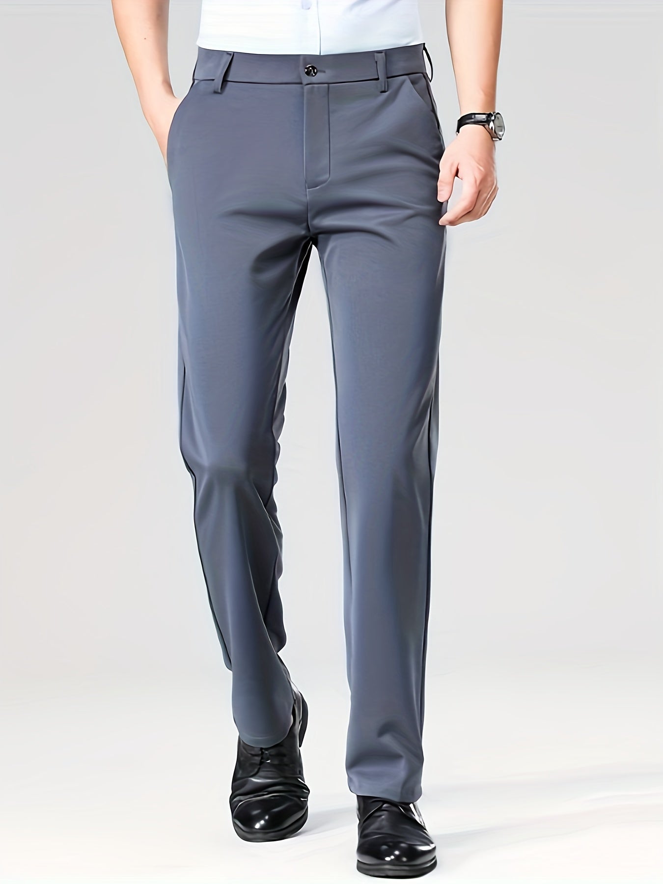 Men's Casual Straight Leg Pants, Chic Business Style Versatile Trousers for Daily Wear