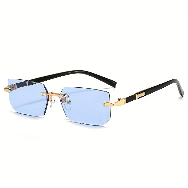 1pc Men's Fashion Rimless Fashion Glasses, Trendy Rimless Classic Small Square Summer Traveling Fashion Glasses, Ideal choice for Gifts