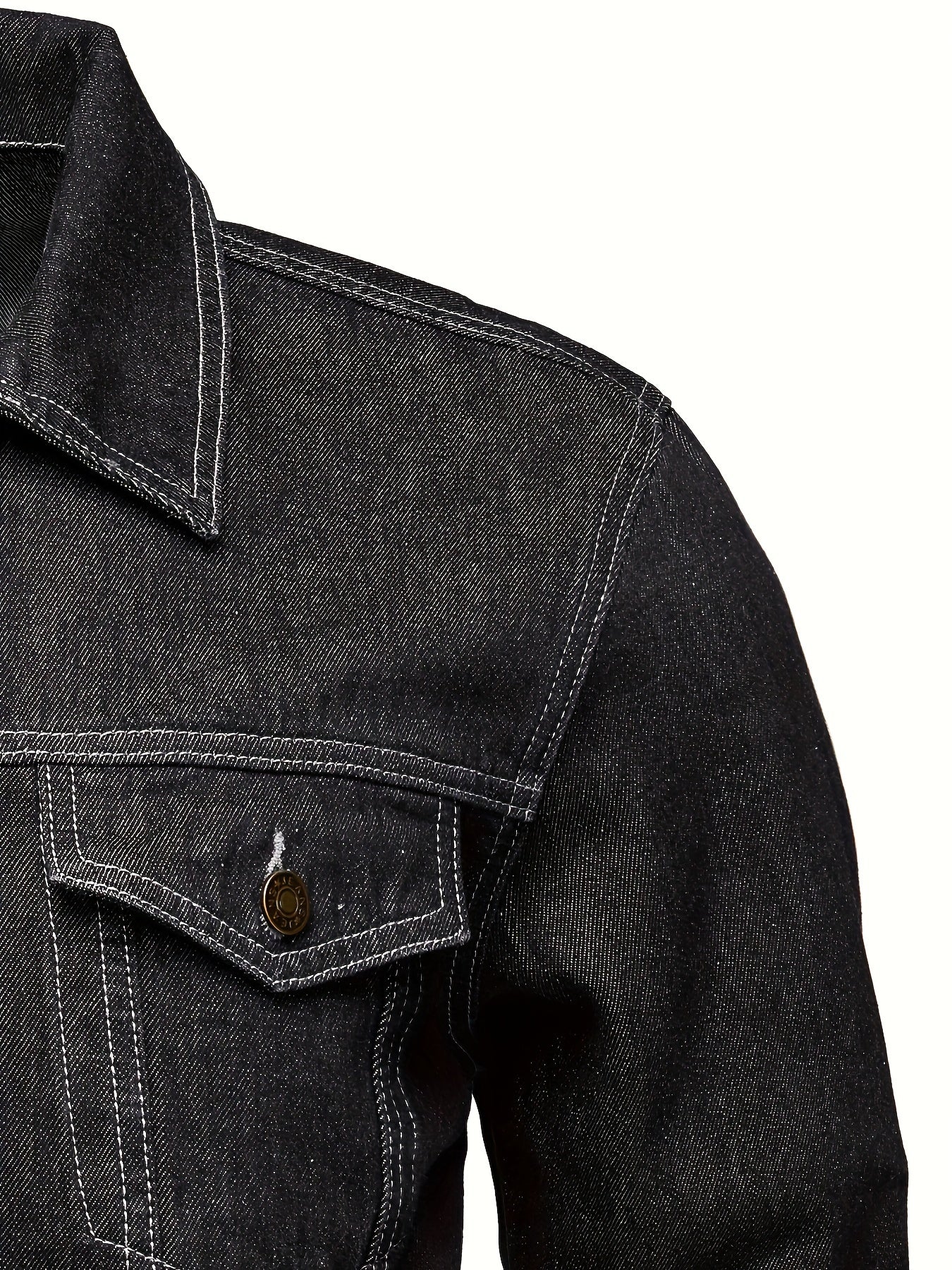 Men's Slim-Fit Denim Jacket - Casual Cotton Blend, Long Sleeve with Pockets, Machine Washable
