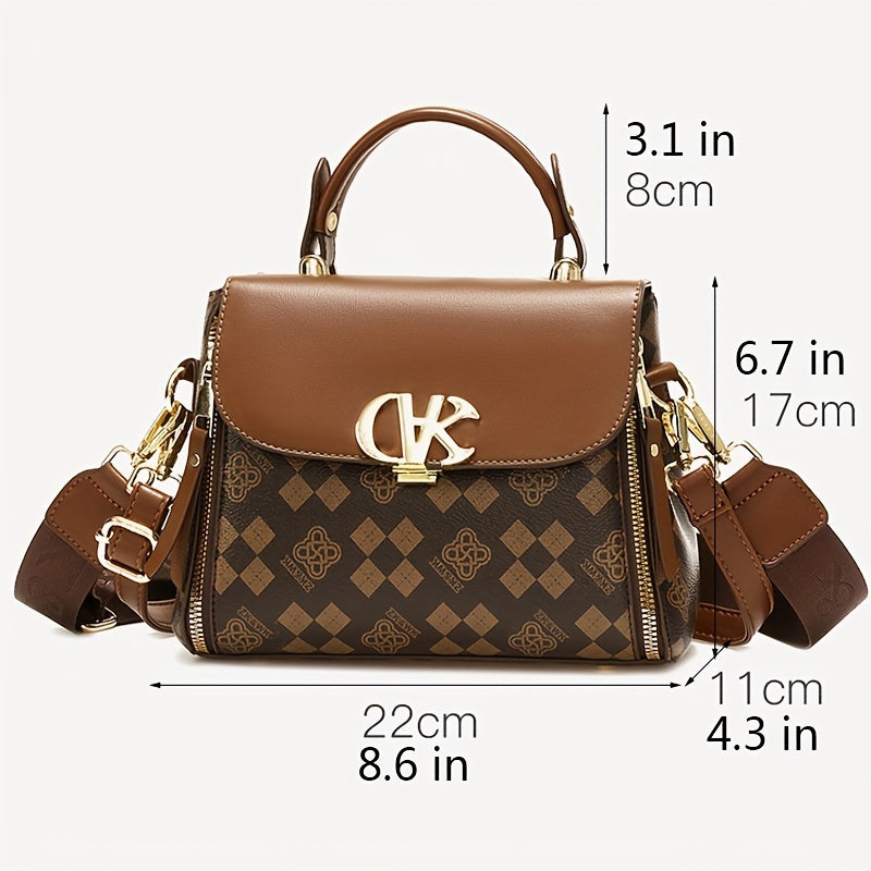 Vintage PU Handbag, Retro Turn Lock Handbag, Women'S Fashion Handbag & Purse