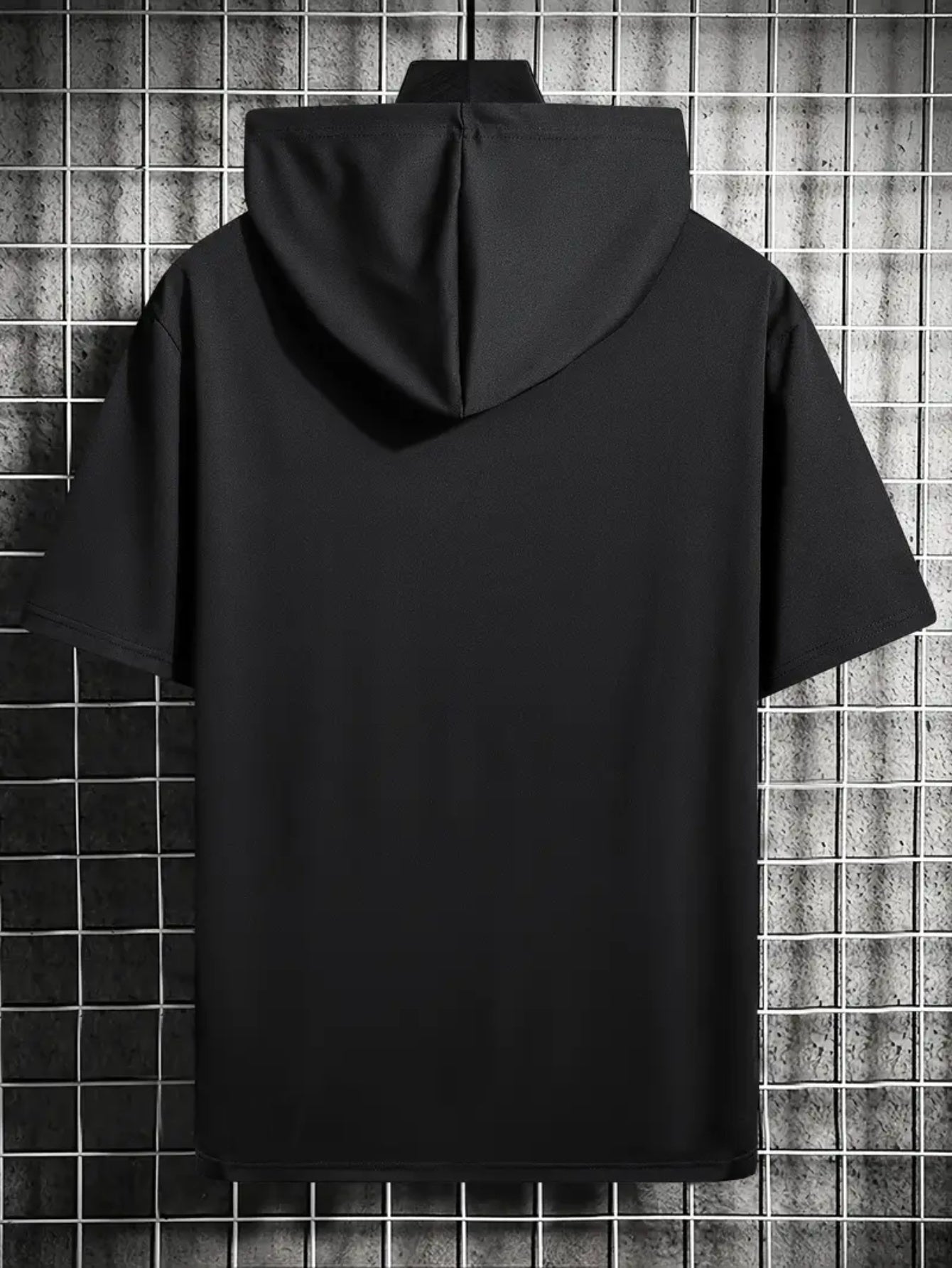 1pc Twisted Cool Men's Hooded Short Sleeve T-Shirt - Solid Black Casual Streetwear, Regular Fit, Hand Wash Only, Summer Essential for Everyday Comfort