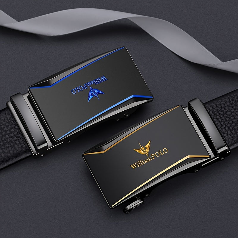 Belt Men's Genuine Leather New Automatic Buckle Pure Cow Leather Belt Business Versatile Young People High-end Trendy Trouser Belt