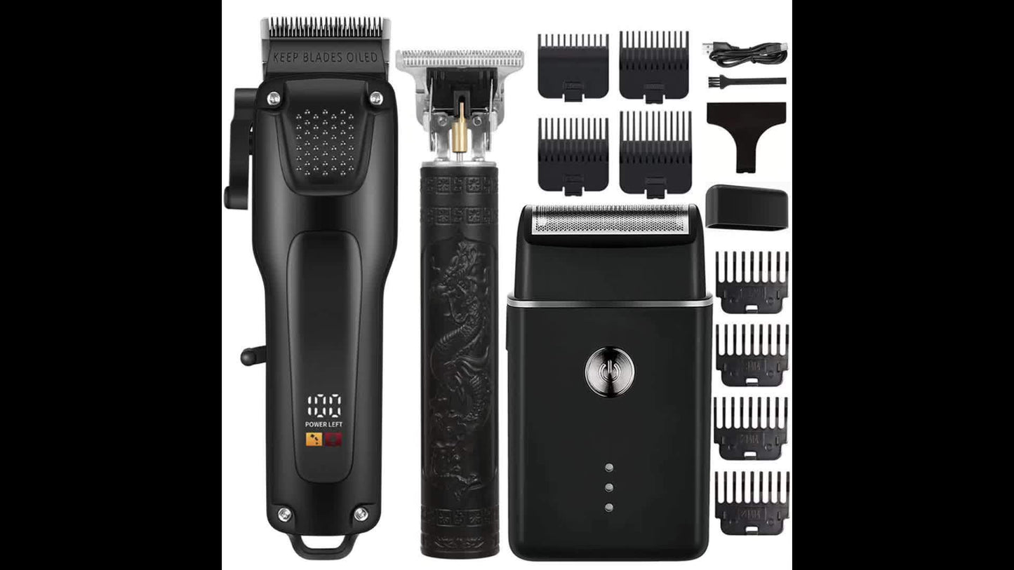 Men's Hair Clipper Set, Digital Display Rechargeable Hairdresser with USB Port, ABS Body, Professional Haircutting Kit, Bathroom Supplies Bathroom Haircutting Tool Set Shaving Razor Set Ideal Gift for Fathers, Holiday Gift