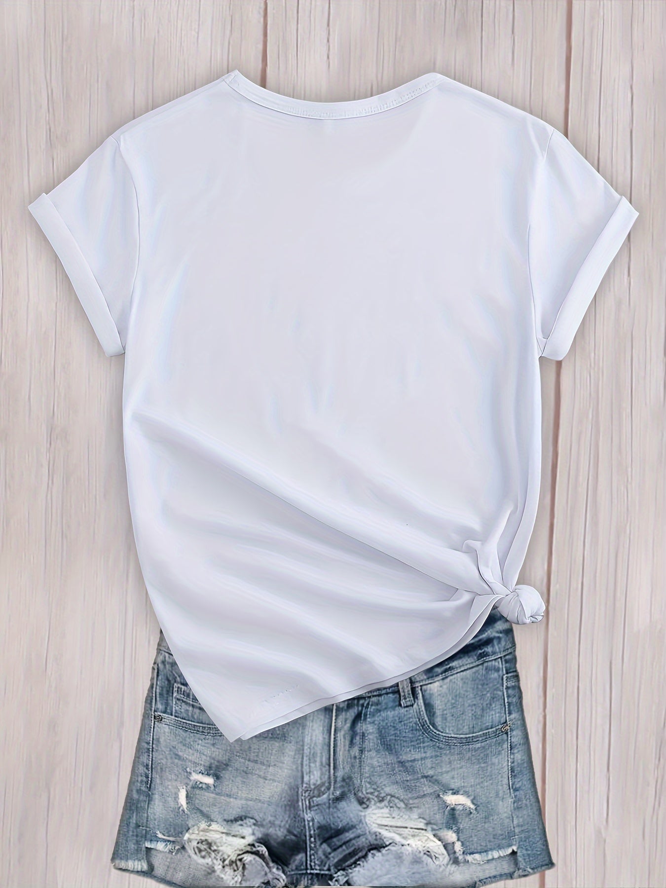 Heart Graphic Round Neck Sports T-shirt, Short Sleeve Running Casual Top, Women's Activewear