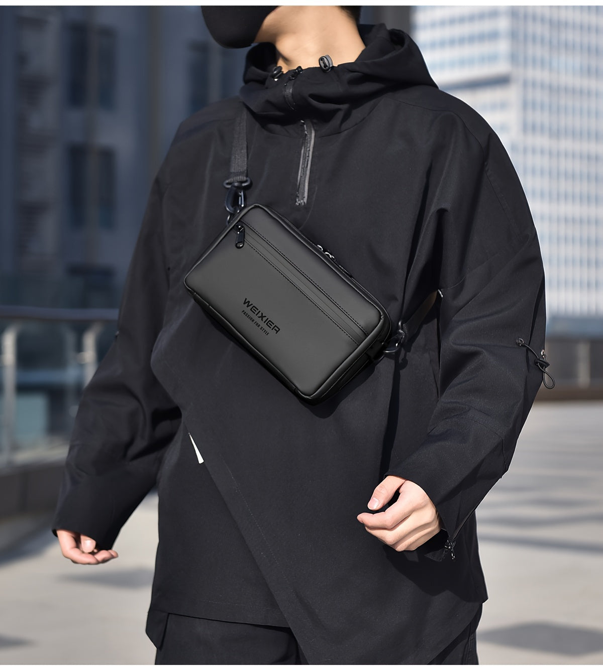 WEIXIER Unisex Fashion Messenger Bag, Shoulder Satchel with Detachable Strap, Polyester Lined, Business Briefcase for Commuting & Outdoor, Ideal Gift for Husband Or Boyfriend