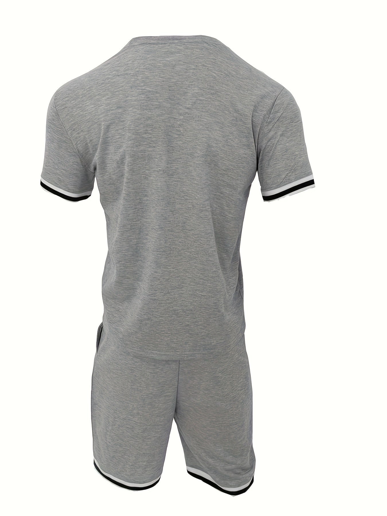 2025 New Casual Men's Set Round Neck Short Sleeve T-Shirt Summer Drawstring Shorts Solid Color Men's Suit