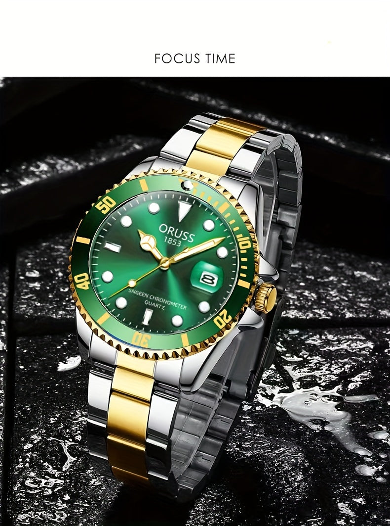 Authentic New Style Temperament Golden Watch Calendar Watch Men's Watch Men's Watch Korean Version Trendy Model
