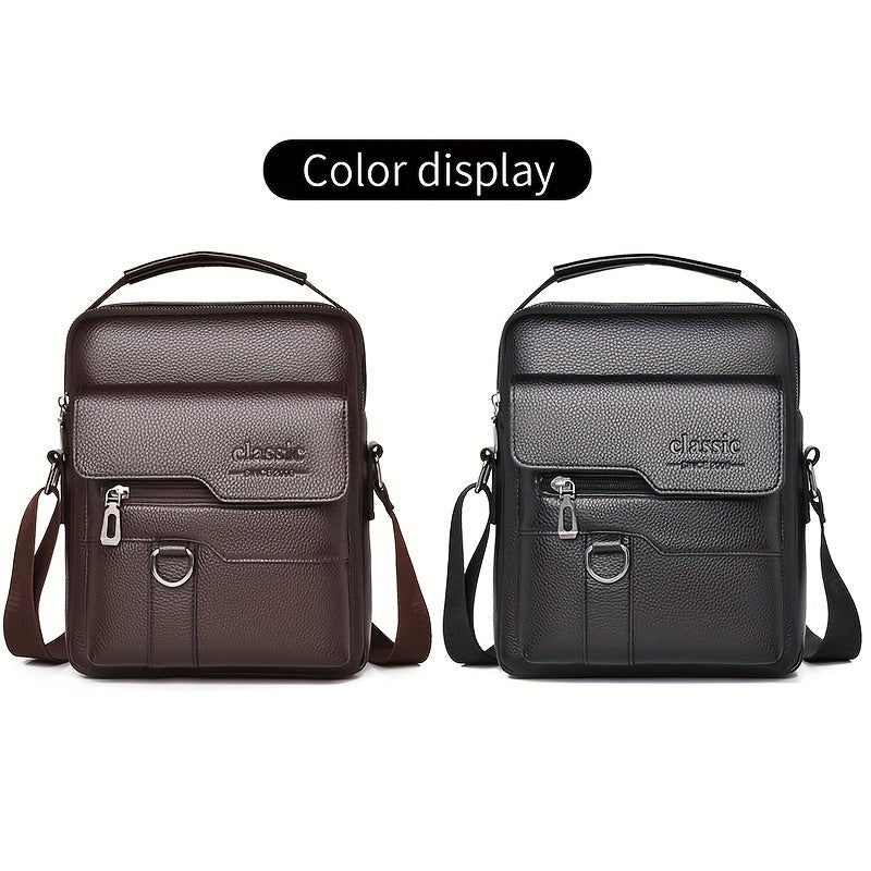 New Men's Crossbody Bag Messenger Bag with Mahogany Pattern Large Capacity Design PU Material Men's Casual Retro Adjustable Shoulder Bag for Going Out Valentine's Day Gift for Husband or Boyfriend