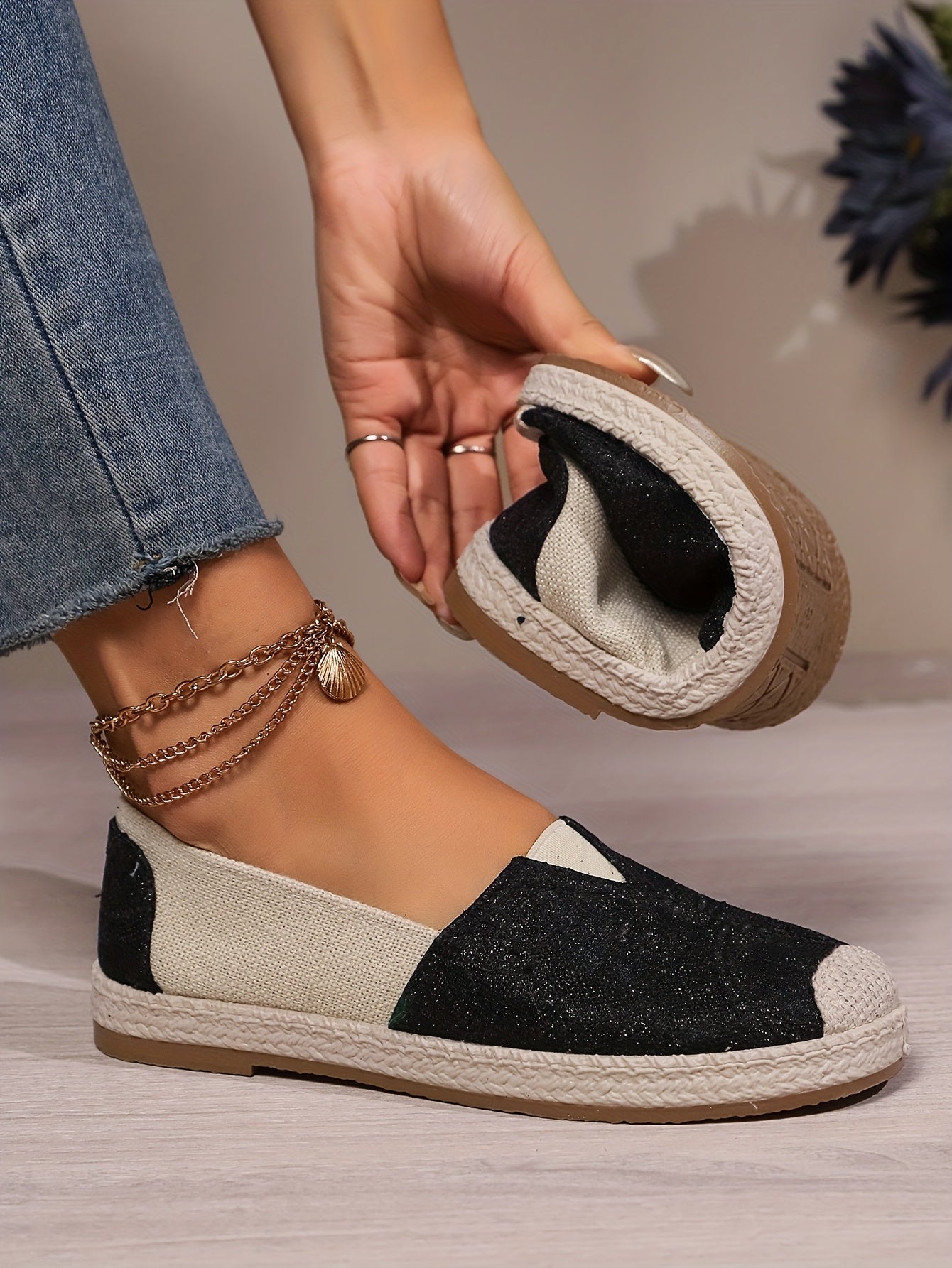 Women's Breathable Slip-On Loafers - Soft Sole Casual Walking Shoes, Lightweight & Comfortable, Beige Floral Pattern Fabric Upper, PU Cover Sole, Perfect for Casual Attire, Allseason Loafers | Slipon Comfort | Soft Sole Shoes