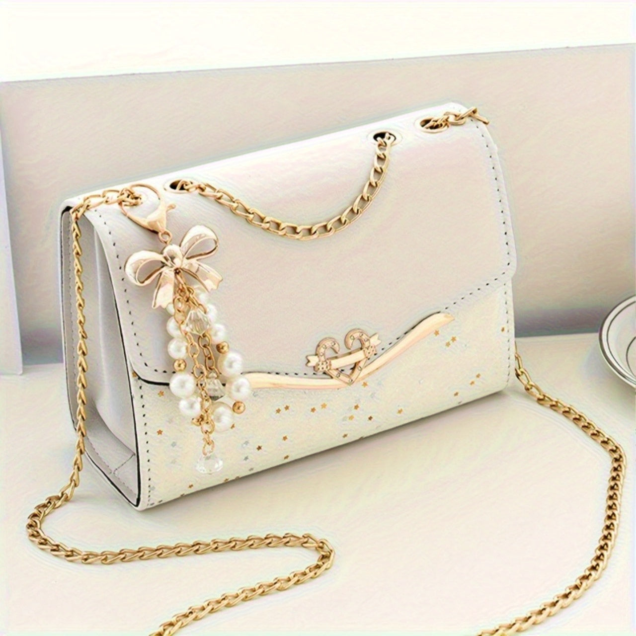 1pc Fashionable Women's flip chain tassel pendant decorative shoulder bag, portable shopping handbag is the best gift for family, loved ones, friends, classmates and oneself, square bread 1-4pcs shoulder bag