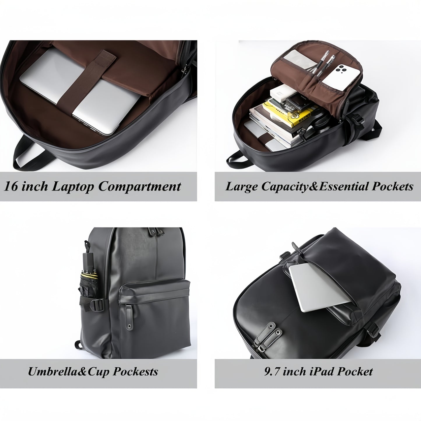 PU Men's Casual Backpack, Outdoor Travel Backpack Student School Bag