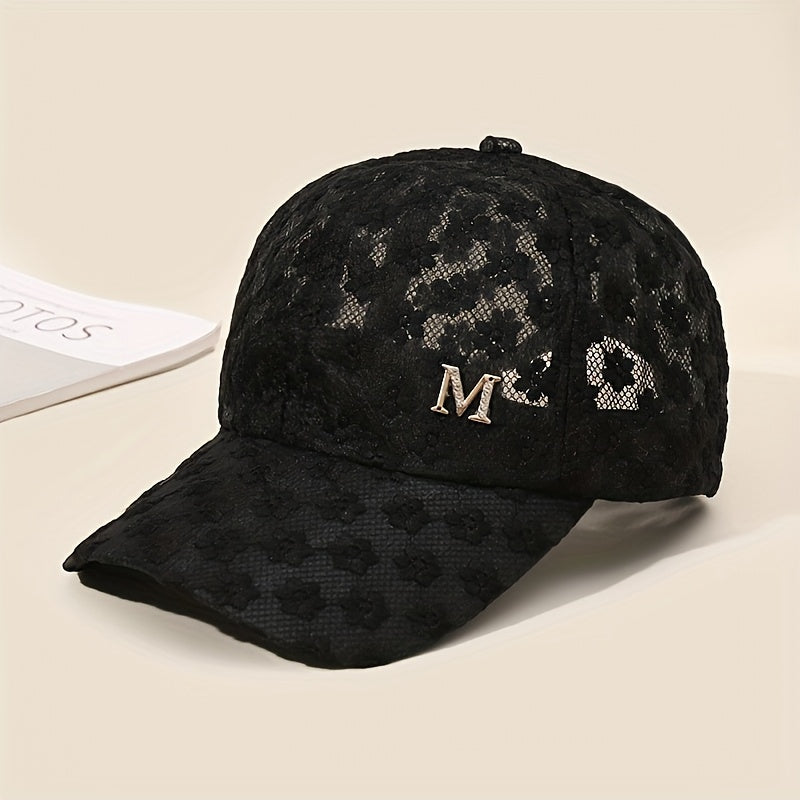 Women'S Summer White Lace Flower Baseball Cap - Breathable, Stretchy, Snap Closure, Stylish and Versatile, Hand Wash Only, Summer Cap|Stylish Headgear|Breathable Fabric