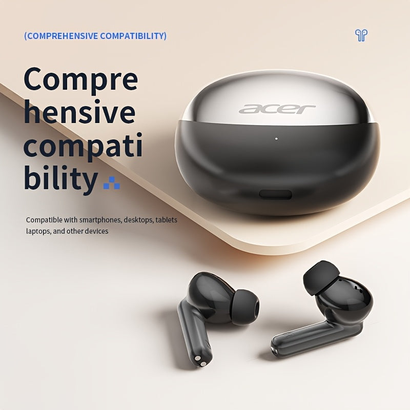 ACER HiFi բարձր թույլտվությամբ ստերեո ձայնային TWS անլար ականջակալներ՝ զանգերի աղմուկի չեղարկմամբ, երկար սպասման ժամանակ, երկմիջուկ 5.4 անլար չիպ, HIFI կարգի ստերեո ձայն, թեթև հպումային դիզայն, նորաձև դիզայն, հարմարավետ