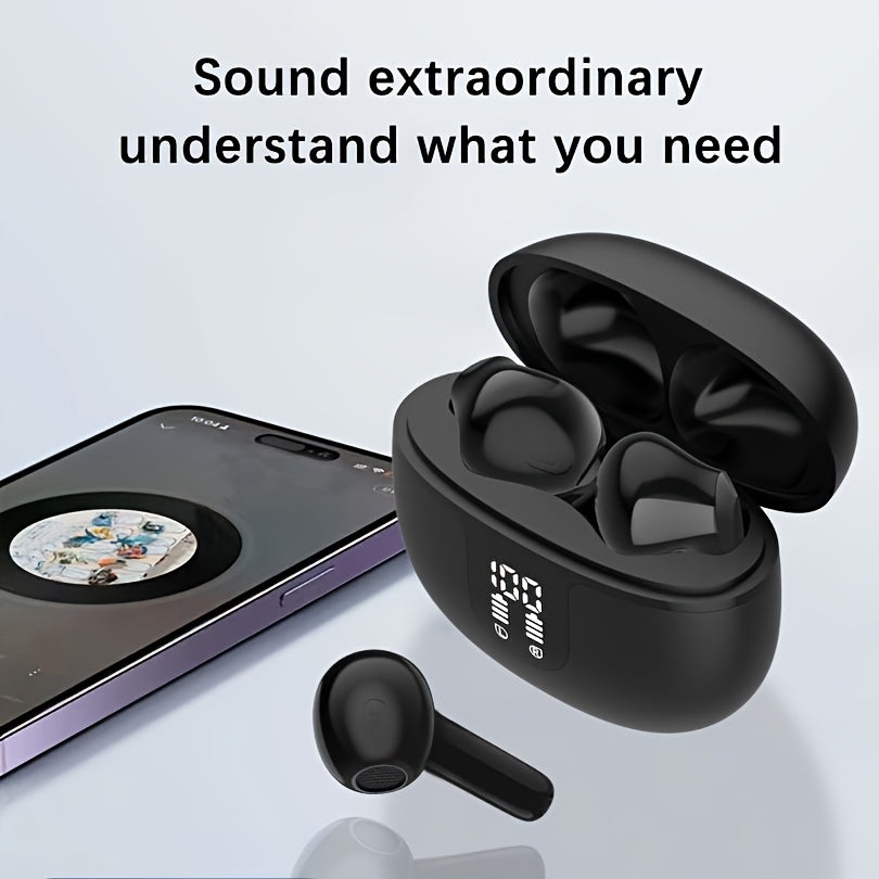 In-Ear Wireless Headphones with HIFI Sound Quality, Truly Wireless, Omnidirectional Stereo, Low Latency, Automatic Connection, High-Definition Noise Reduction, Large Battery Capacity, Ultra-Long Battery Life, And LED Digital
