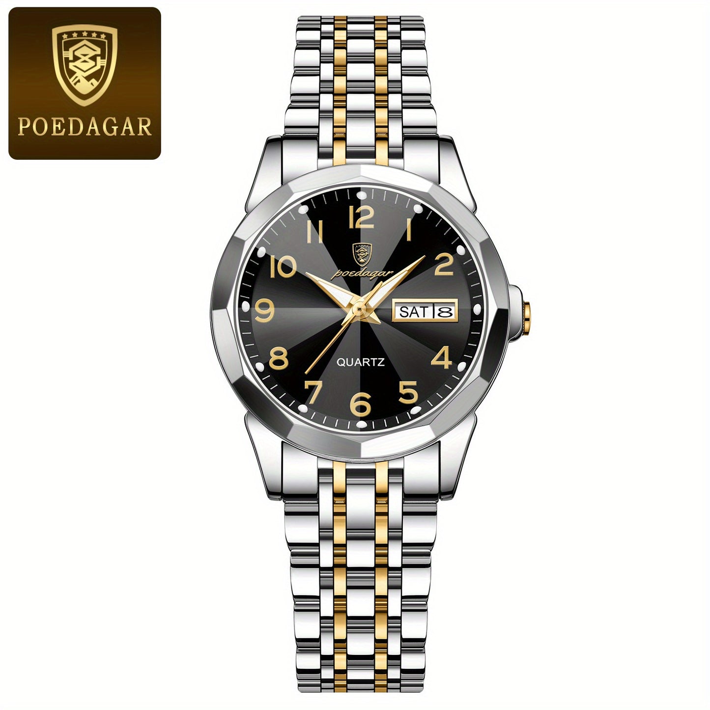 Elegant Women'S Quartz Watch with Date Display - Waterproof, Durable Zinc Alloy Case & Stainless Steel Band, Golden-Tone Dial, Ideal for Casual Attire & Gifting, Waterproof Watch | Elegant Timepiece | Quartz Movement