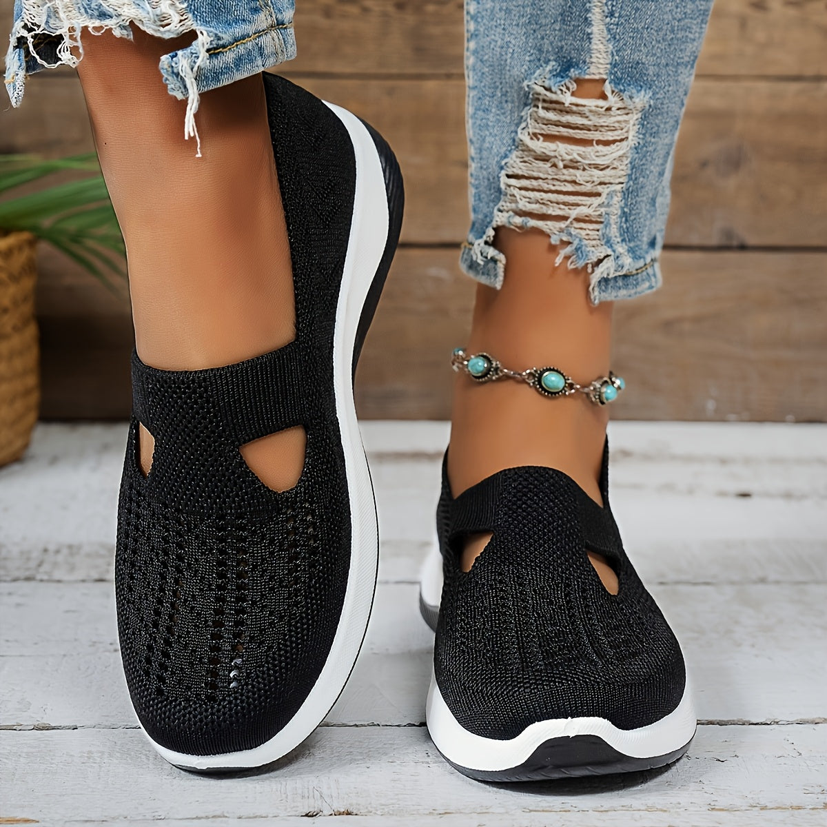 MZMQS Women's Breathable Mesh Slip-On Sneakers - Lightweight & Comfortable Walking Shoes with Rubber Sole and Fabric Insole - Versatile All-Season Footwear in Multiple Colors - Hand Washable, MZMQS