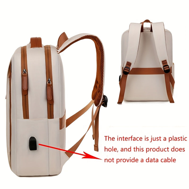 Stylish Lightweight Laptop Backpack - Adjustable Shoulder Straps, Multiple Compartments, USB Charging Port, Perfect for Commuting, School, Travel & Business, Casual Style, Polyester Lining, Secure Zipper Closure, Laptop Carry