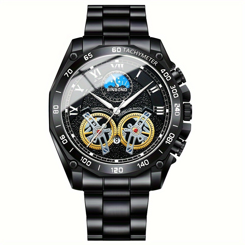 Double Tourbillon Watch Men's Hollow Mechanical Watch Multifunctional Fashion Luminous Wristwatch