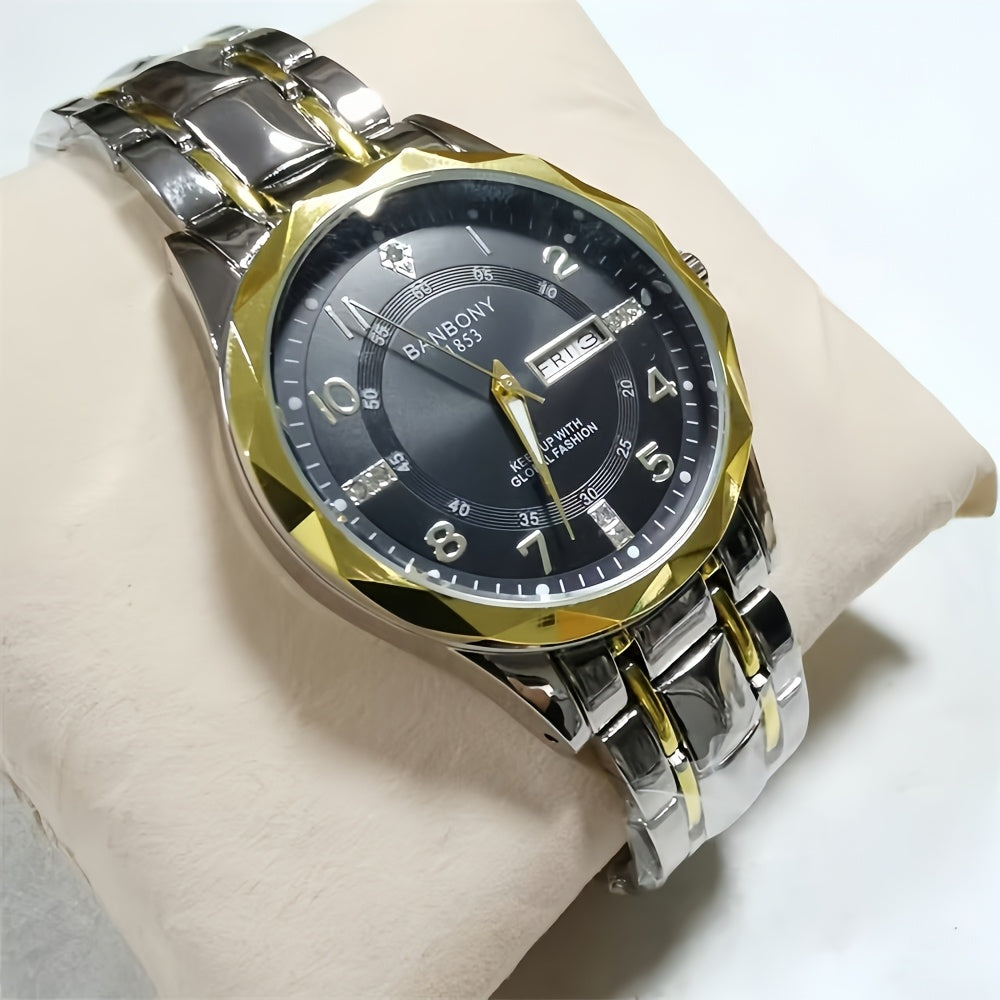 Multi Functional Watche Suitable for Both Women and Men/Calendar Date Display Rhinestone Decoration/Luminous/Stainless Steel Strap-Ideal Gift for Birthdays, Holidays, Anniversaries, Family, Friends-Suitable for Daily Wear, Pa
