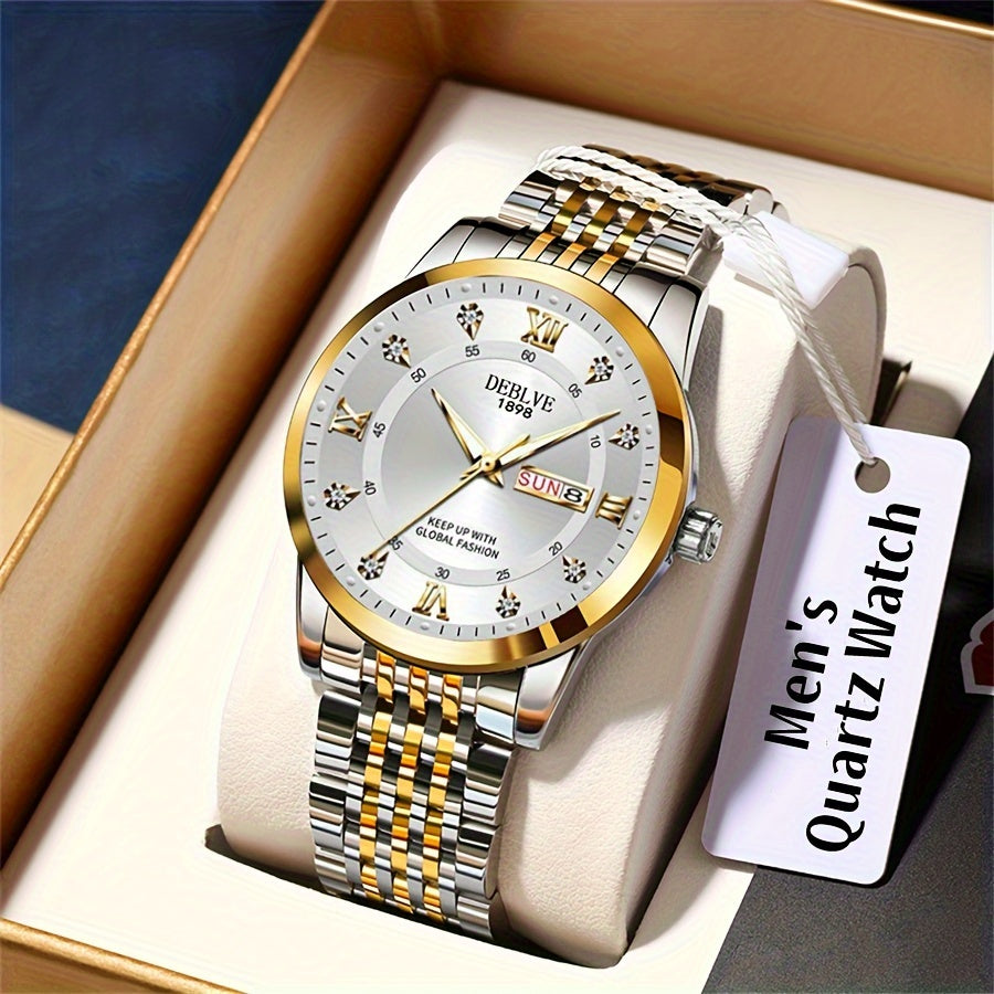 An Ideal Choice For A Birthday Gift, Holiday Gift, Or Gift For A Brand Luxury Night Light Sports Leisure Travel Business Electronic Movement Automatic Commercial Watch, With A New Stainless Steel Strap Men's Quartz Watch Date