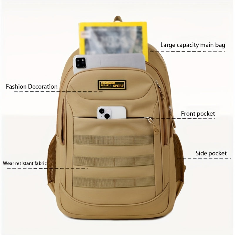 Leisure Backpack, Large Capacity Backpack, Suitable for Men and Women, Height 48cm, Length 33cm, Thickness 20cm, Can Hold 17-inch Laptop, Equipped with Adjustable Shoulder Straps, Ideal Choice for Daily Outdoor Commuting, Tra