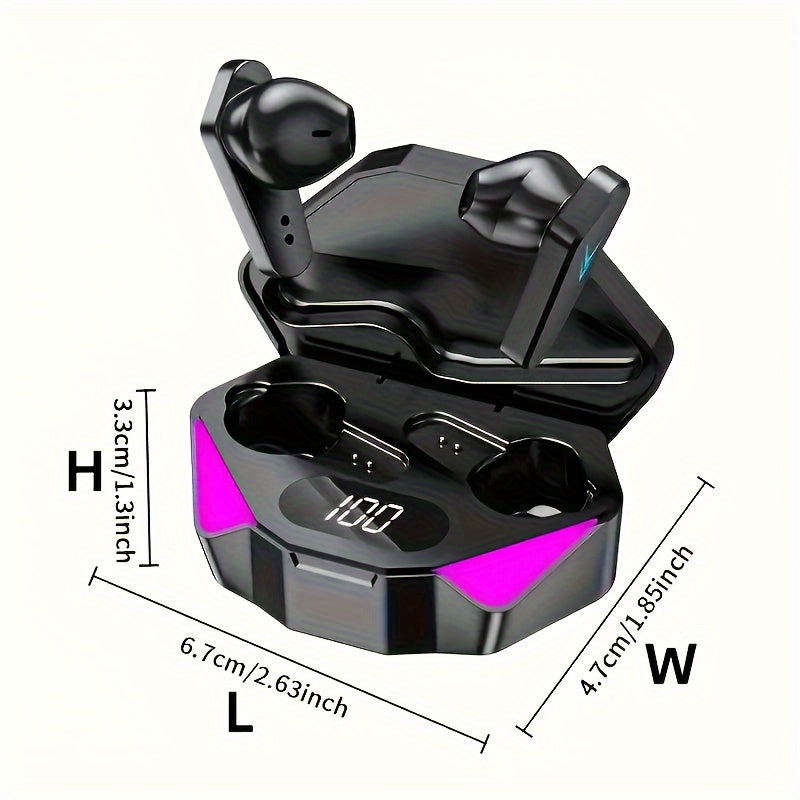 Bluetours X15 Wireless Earbuds with Colorful LED Lights - Intelligent Digital Display, Extended Playtime, Clear Call Quality, Low Latency, Ideal for Gaming & Outdoor Use - No Charger Included, Gaming Headphones | LED Light Ea