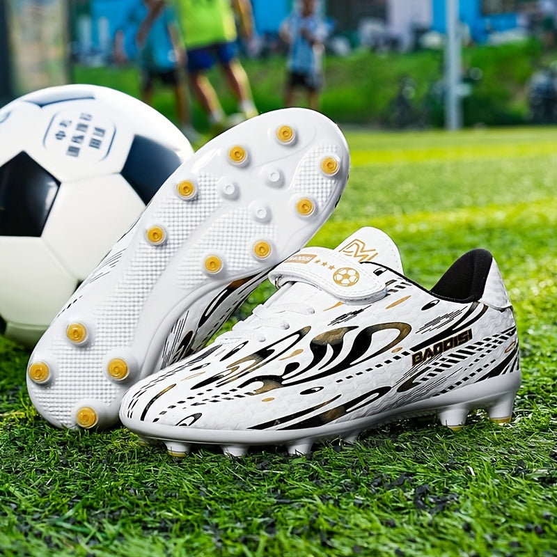 Boys' and Girls' Black and Blue Soccer Cleats with "BAGGIES" Logo - Lightweight, Breathable, Round Toe, Easy Closure, Rubber Base for Outdoor Football, Soccer Boots|Stylish Soccer Shoes|Easy Closure