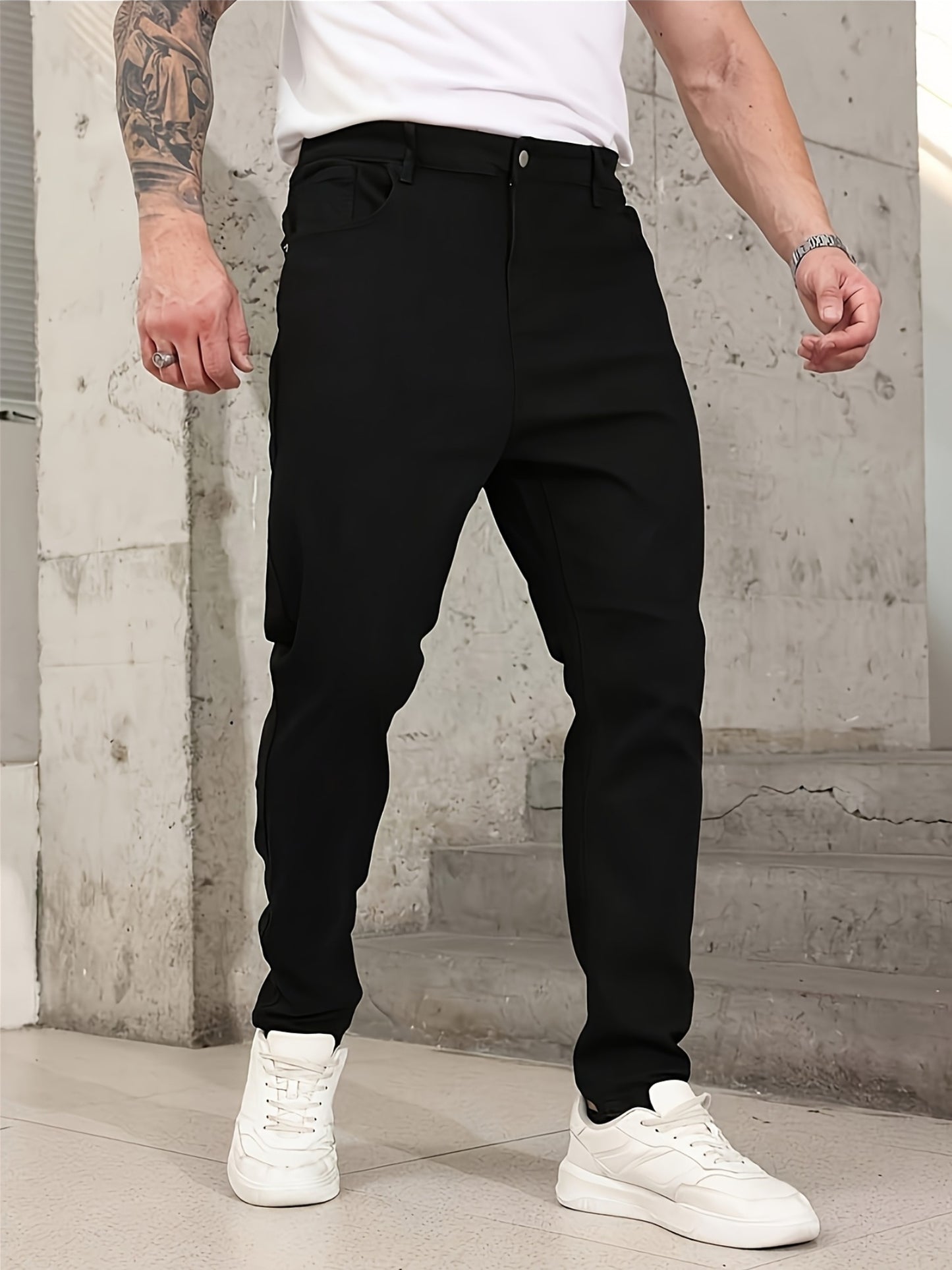 Gengyuan'S of Men'S Solid Color Stretchy Slim-Fit Jeans