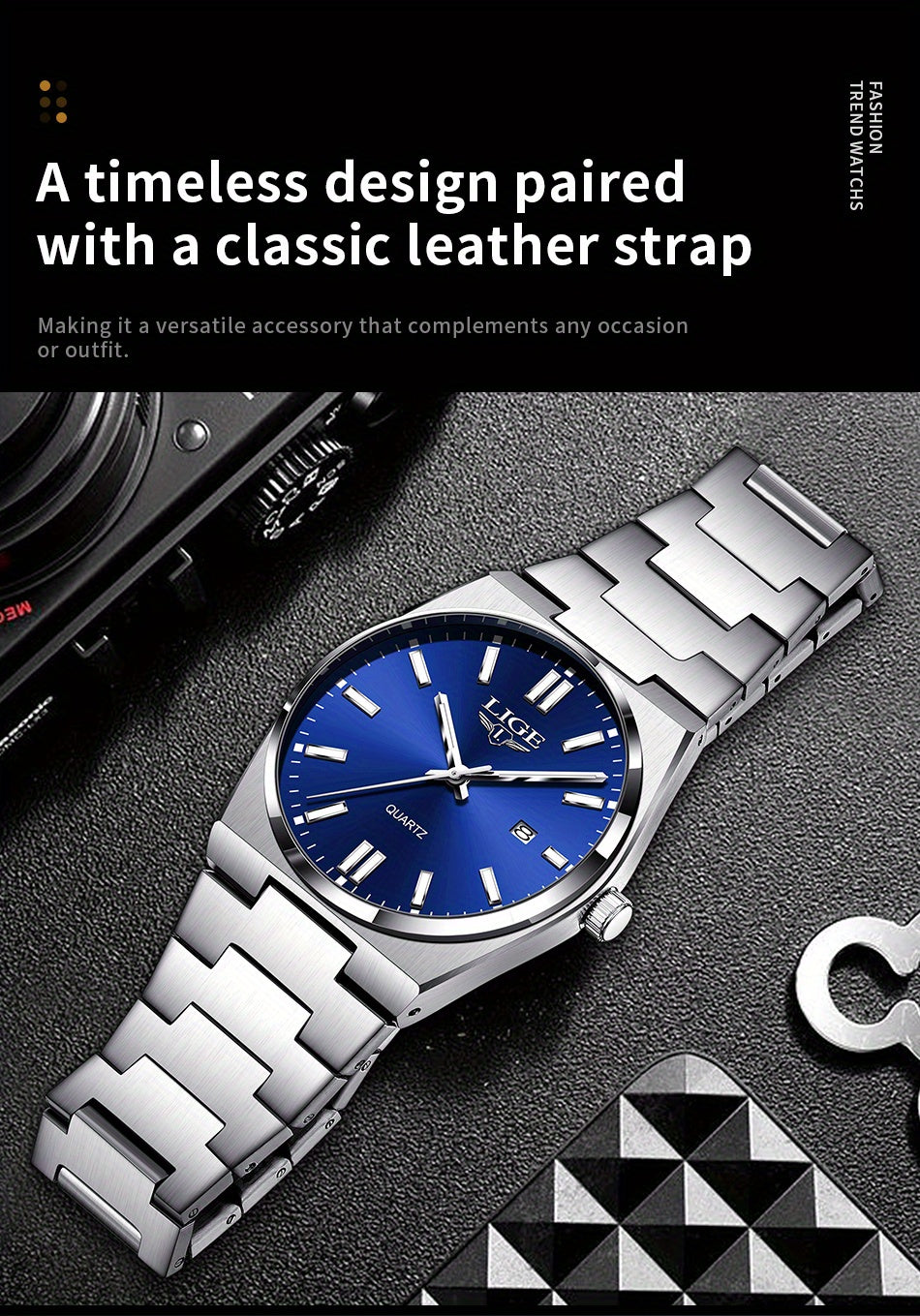 LIGE Stylish Vintage Design Women'S Quartz Timepiece Classic Date Quartz Watch for Men with Luminous Features